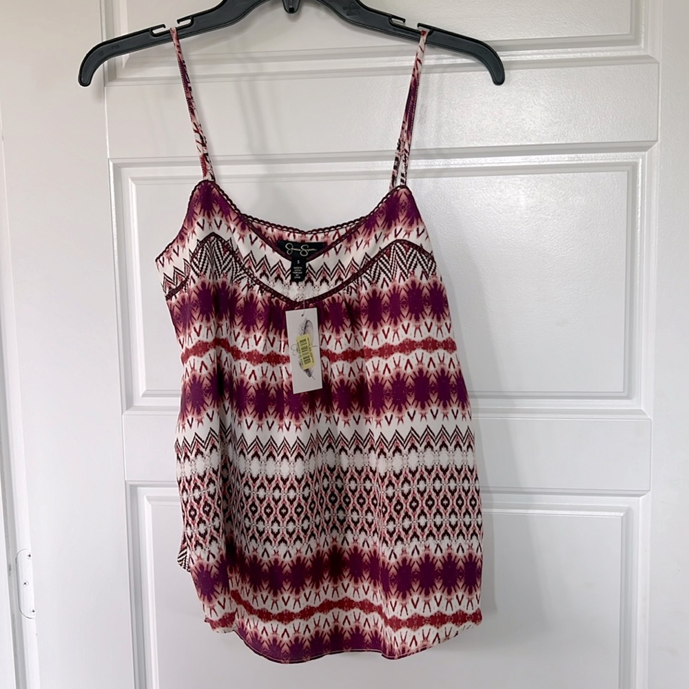 Jessica Simpson multi colored purple and burgundy spaghetti strap tank top